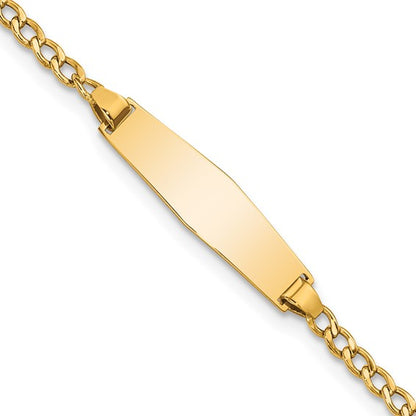 14k Polished Curved-Plate Cuban Link Children's ID Bracelet