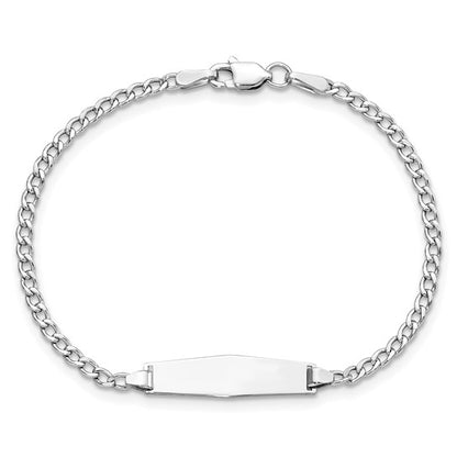 14k Polished Curved-Plate Cuban Link Children's ID Bracelet