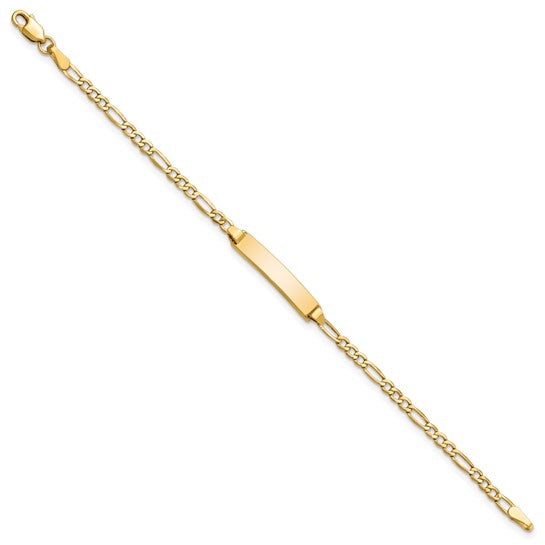 14k Polished Figaro Link Children's ID Bracelet