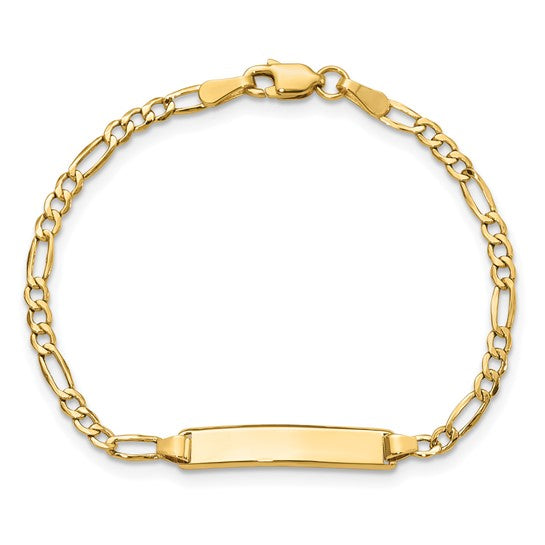 14k Polished Figaro Link Children's ID Bracelet