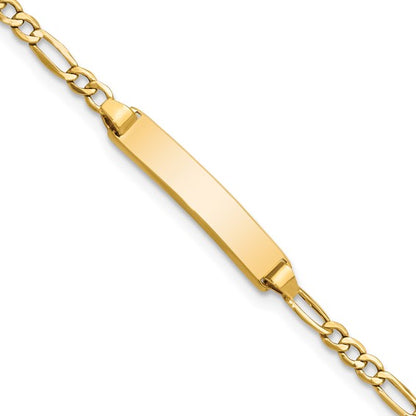 14k Polished Figaro Link Children's ID Bracelet