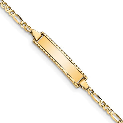 14k Children's Etched Border Figaro Link ID Bracelet