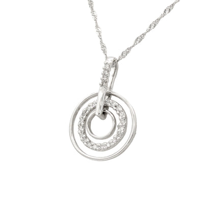 10k White Diamond Circle Pendant