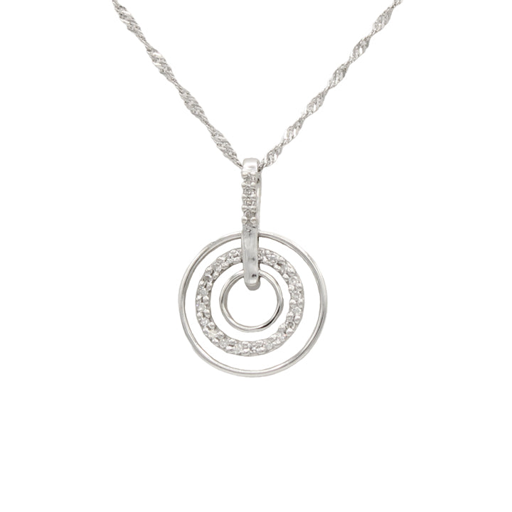 10k White Diamond Circle Pendant