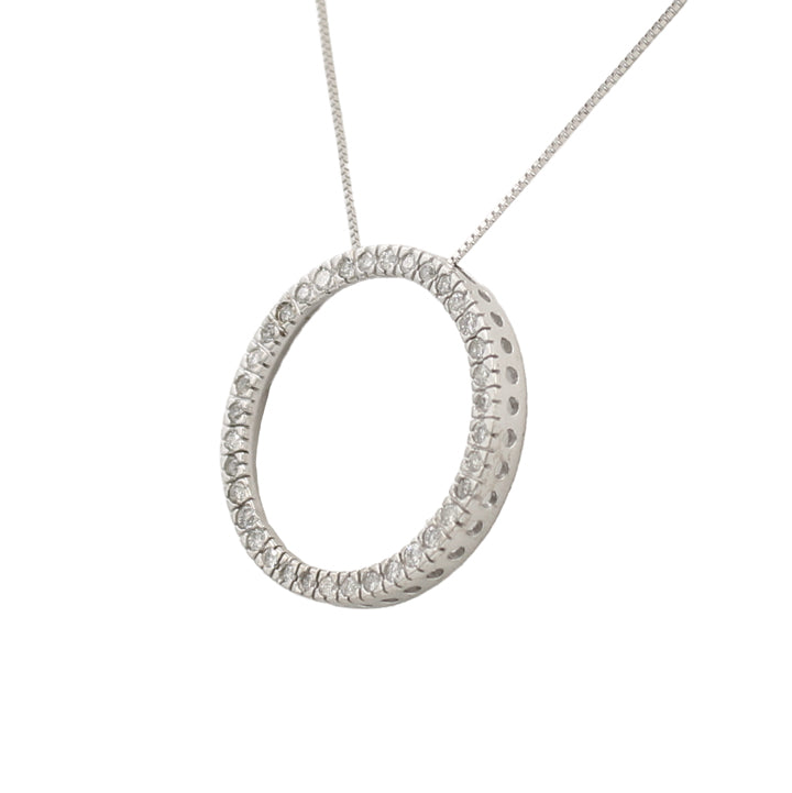 10k White Diamond Circle Pendant