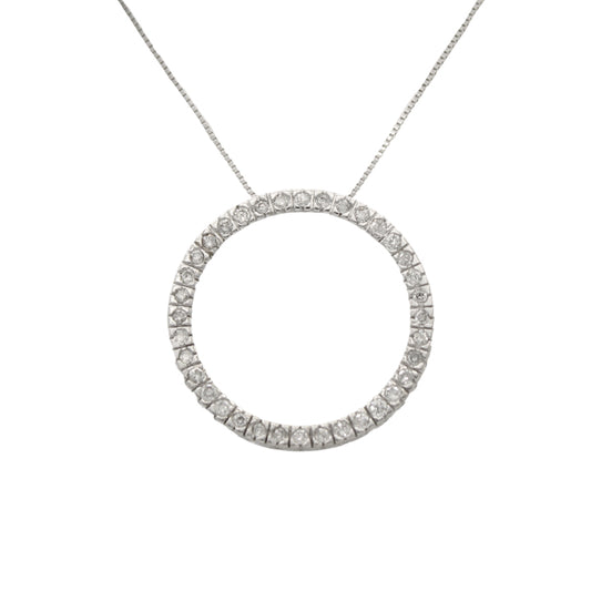 10k White Diamond Circle Pendant