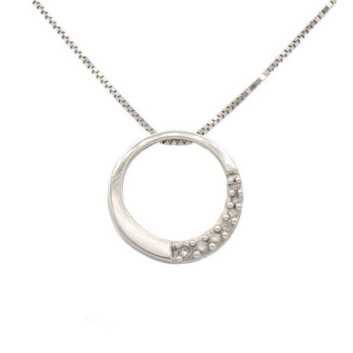 14k White Diamond Circle Journey Pendant