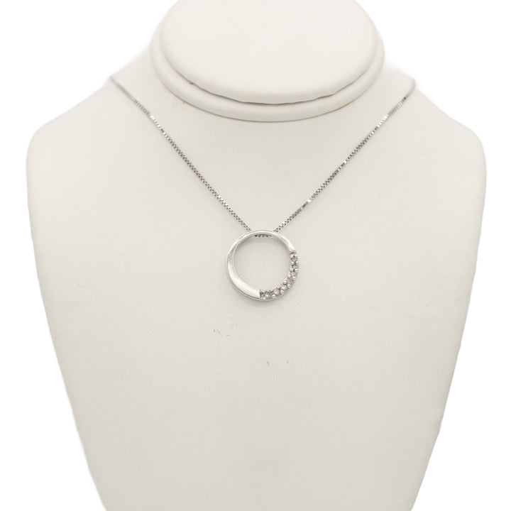 14k White Diamond Circle Journey Pendant