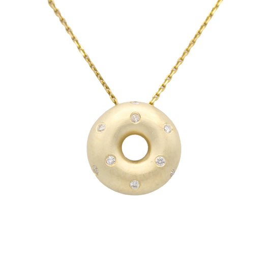 14k Diamond Doughnut Pendant