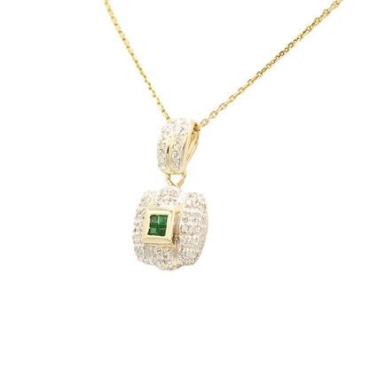 14k Two-Tone Diamond & Emerald Pendant