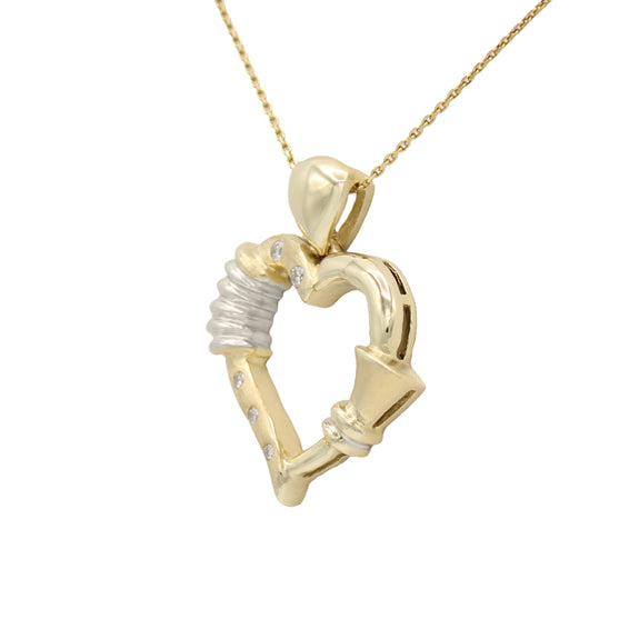 14k Two-Tone Diamond Heart Pendant