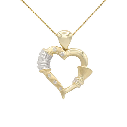 14k Two-Tone Diamond Heart Pendant