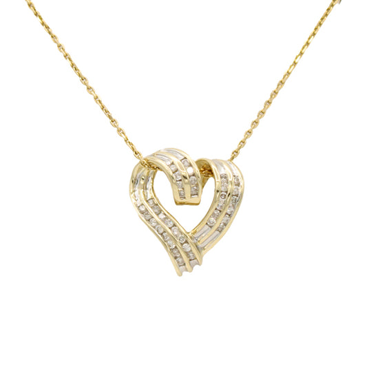 14k Diamond Heart Slide Pendant