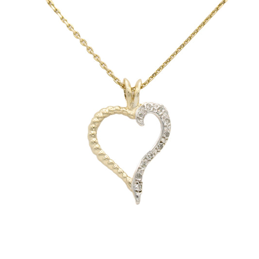 14k Two-Tone Diamond Heart Pendant