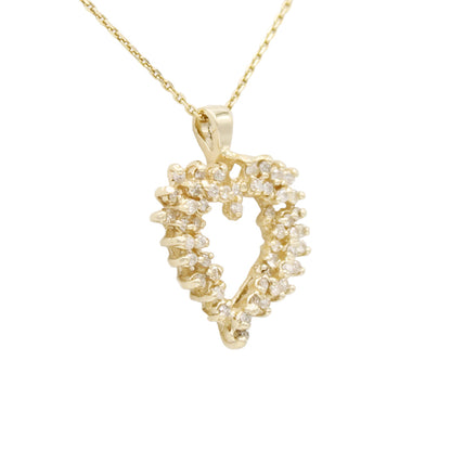 14k Diamond Cluster Heart Pendant