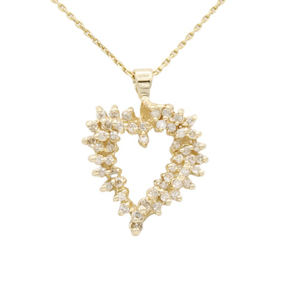 14k Diamond Cluster Heart Pendant