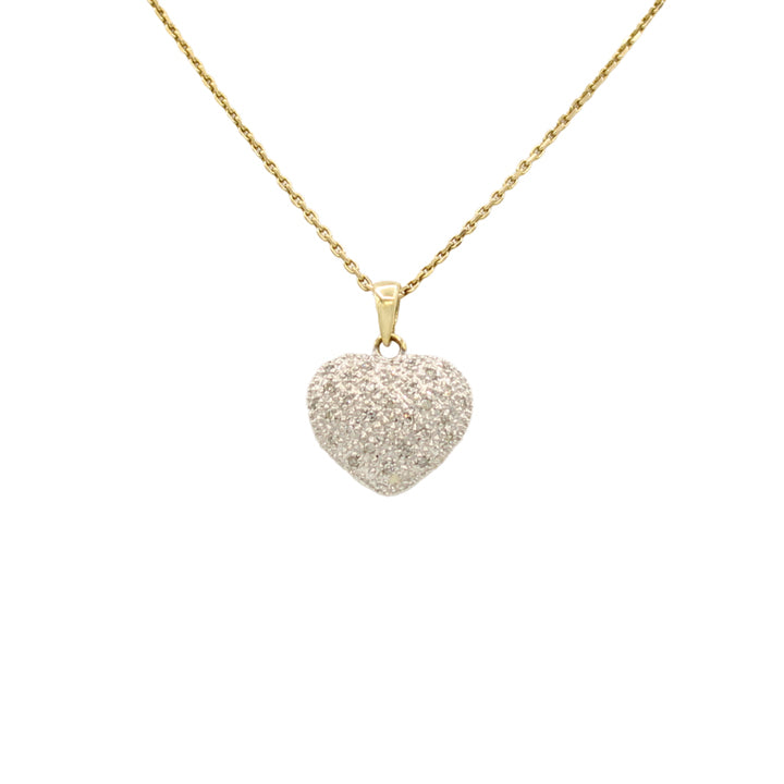 14k Two-Tone Pave Diamond Heart Pendant