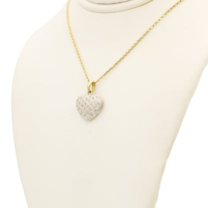 14k Two-Tone Pave Diamond Heart Pendant