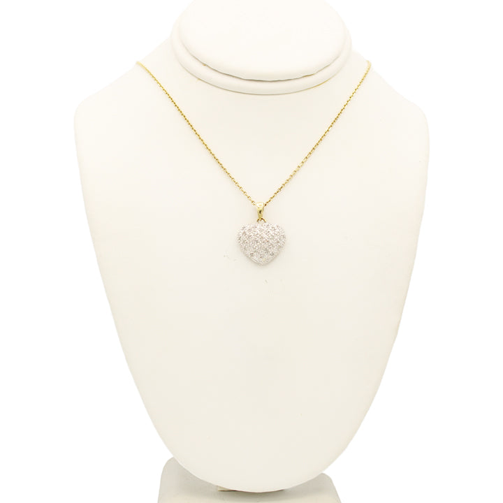 14k Two-Tone Pave Diamond Heart Pendant