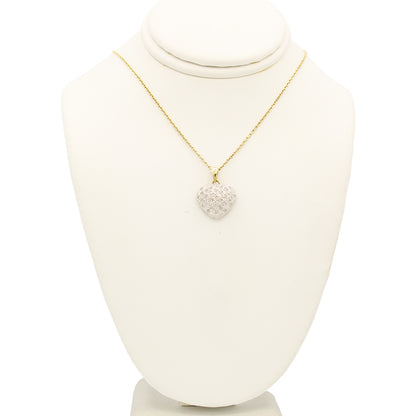 14k Two-Tone Pave Diamond Heart Pendant