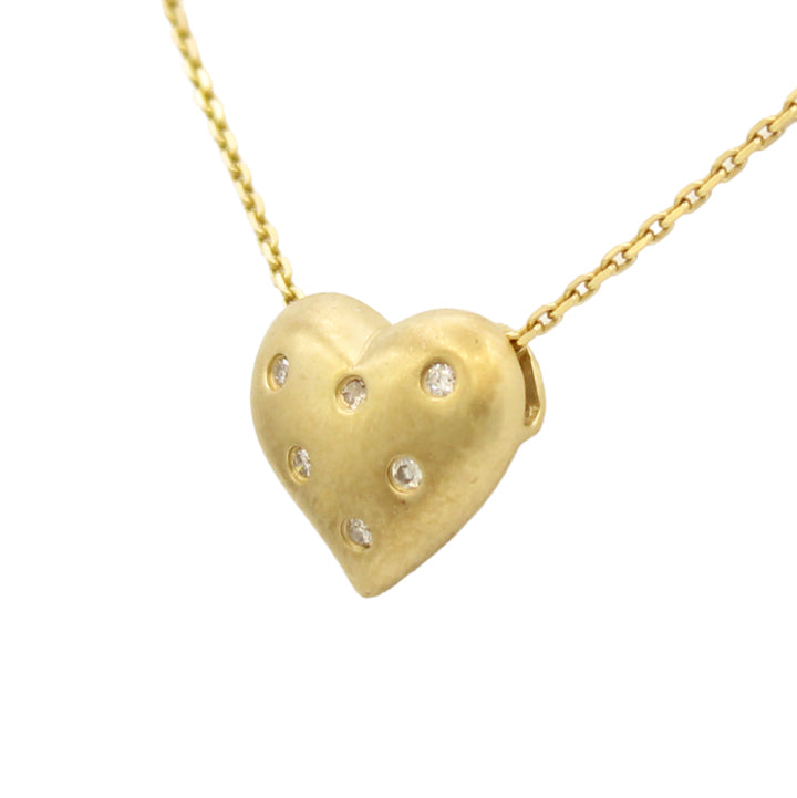 14k Satin Diamond Heart Pendant