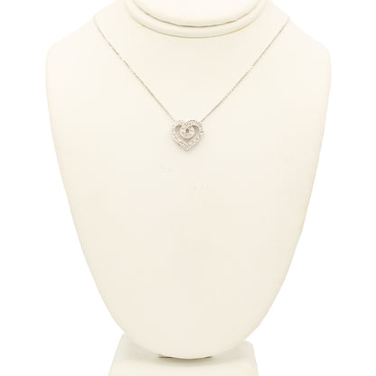 14k White Diamond Heart Pendant