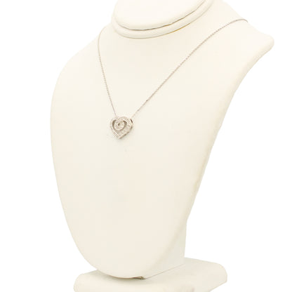 14k White Diamond Heart Pendant