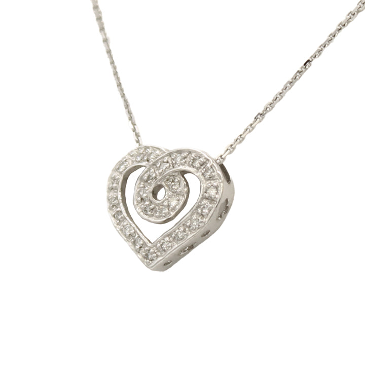 14k White Diamond Heart Pendant