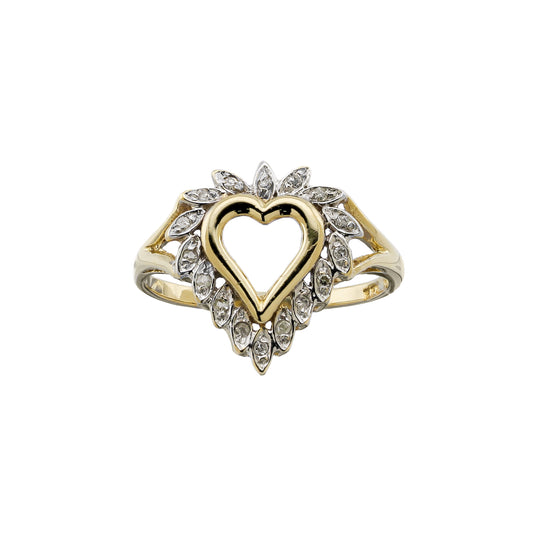 14k Yellow Gold Diamond Heart Ring
