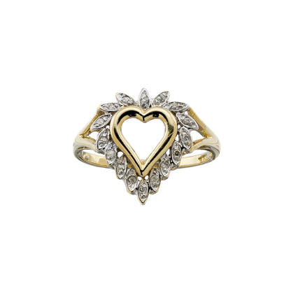 14k Yellow Gold Diamond Heart Ring
