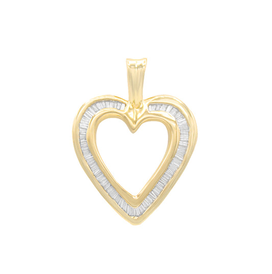 14k Diamond Baguette Heart Pendant