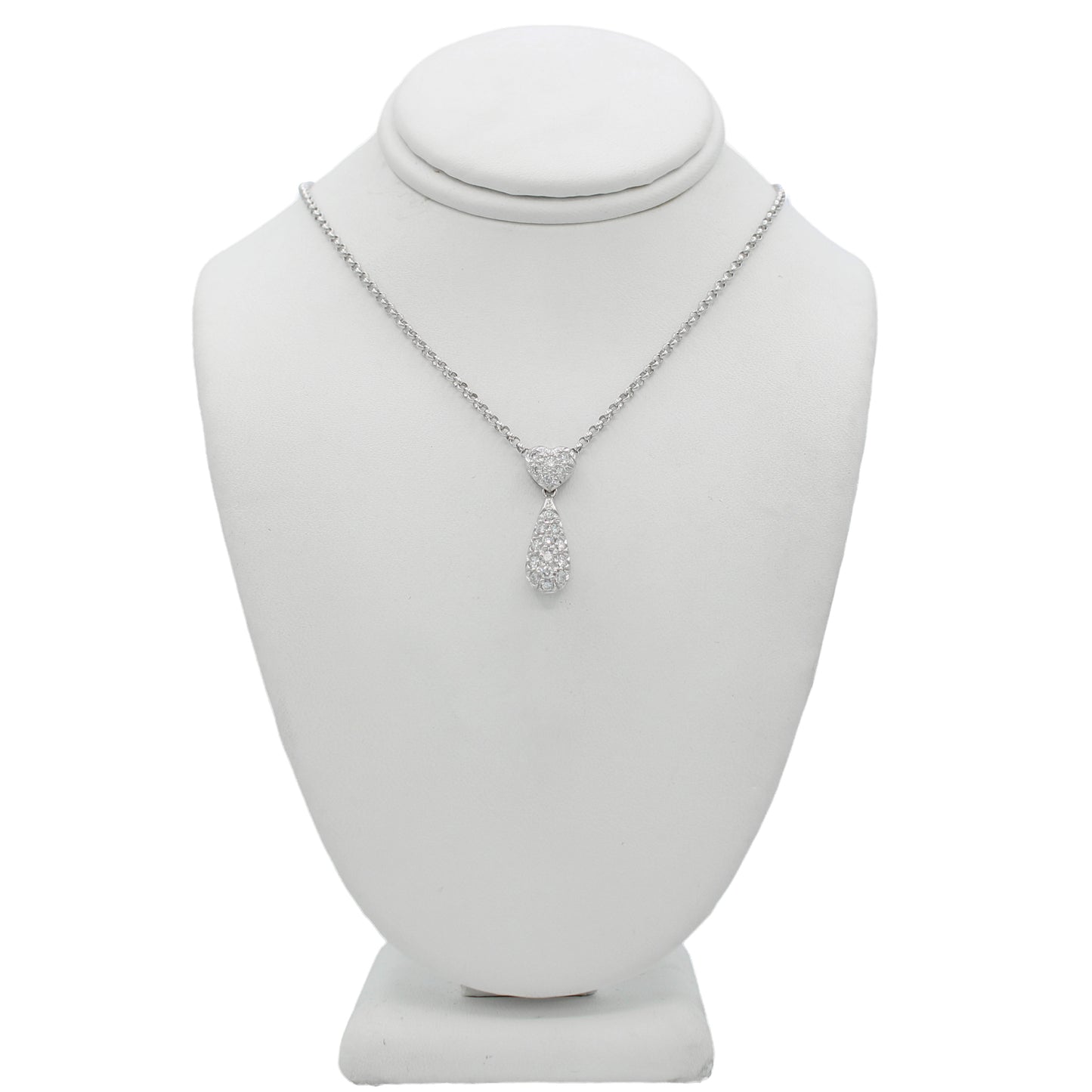 18k White Gold Diamond Drop Heart Necklace