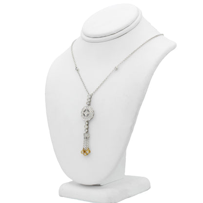 18k Two-Tone Gold Diamond Drop Tassel Necklace