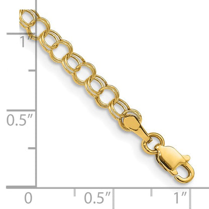 14k Double Link Charm Bracelet - 4mm