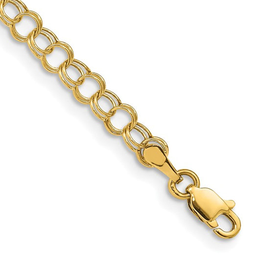 14k Double Link Charm Bracelet - 4mm