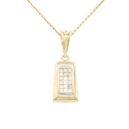 14k Diamond Princess Invisible Pendant