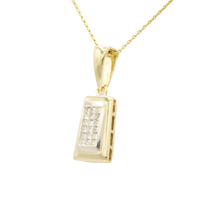 14k Diamond Princess Invisible Pendant