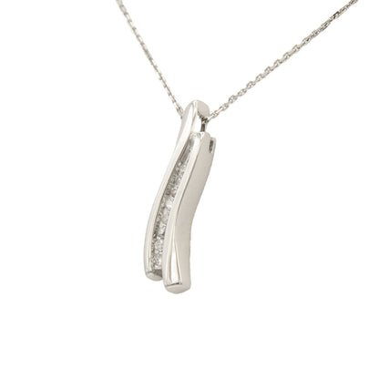 14k White Diamond Journey Pendant