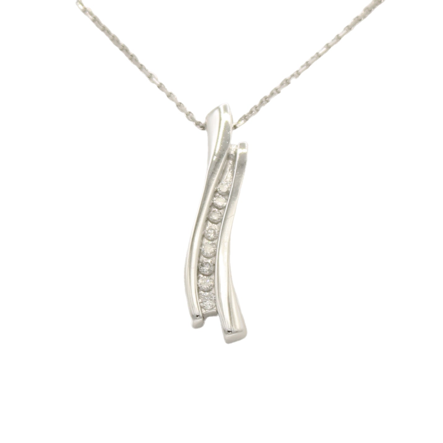 14k White Diamond Journey Pendant