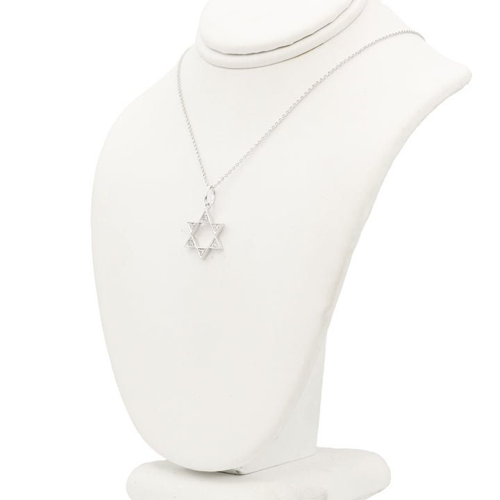 14k White Diamond Star of David Pendant