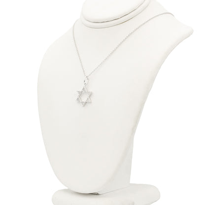 14k White Diamond Star of David Pendant