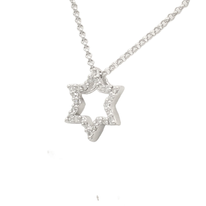 14k White Diamond Star of David Pendant