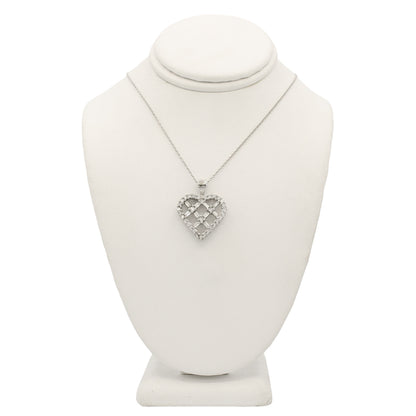 14k White Diamond Heart Pendant