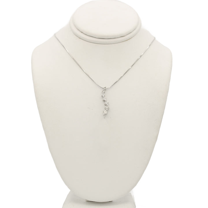 14k White Princess-Cut Diamond Journey Pendant