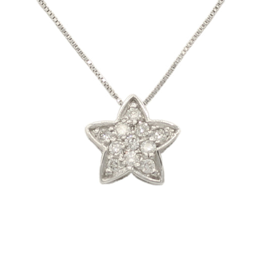 14k White Diamond Star Pendant