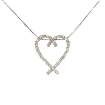 14k White Gold Diamond Heart Pendant