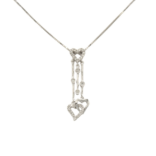 14k White Gold Dangling Diamond Heart Pendant