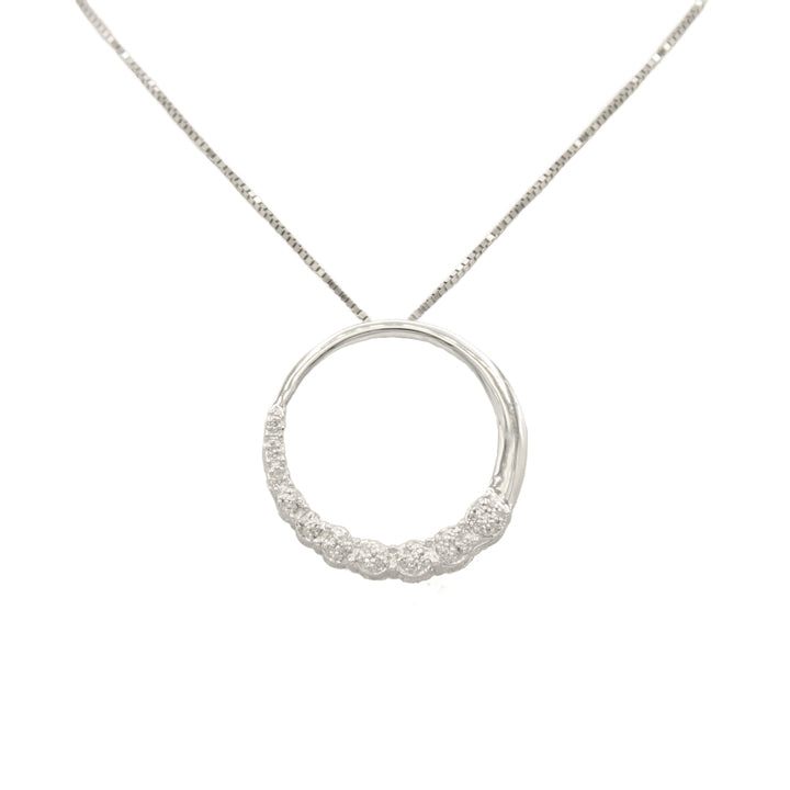 14k White Gold Diamond Circle Journey Pendant