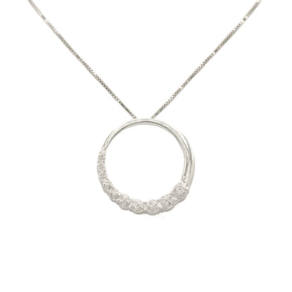 14k White Gold Diamond Circle Journey Pendant