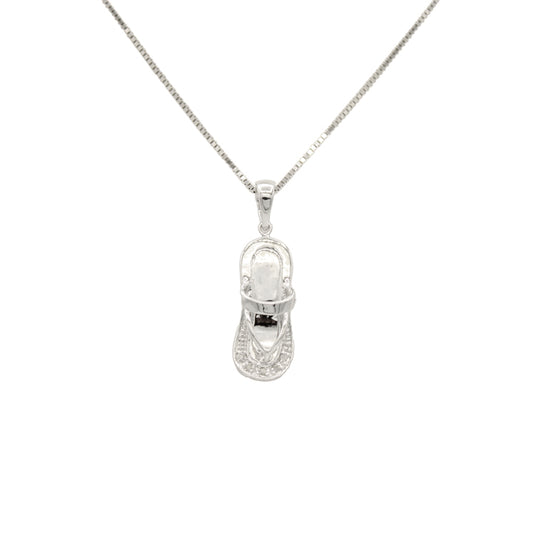 14k White Gold Diamond Flip-Flop Sandal Pendant